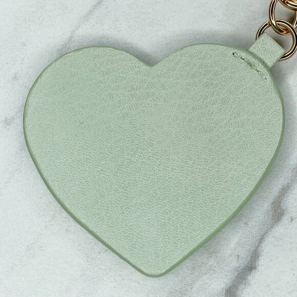 Faux Leather Heart Bag Charm Clip Keychain Keyring - Picture 2 of 4